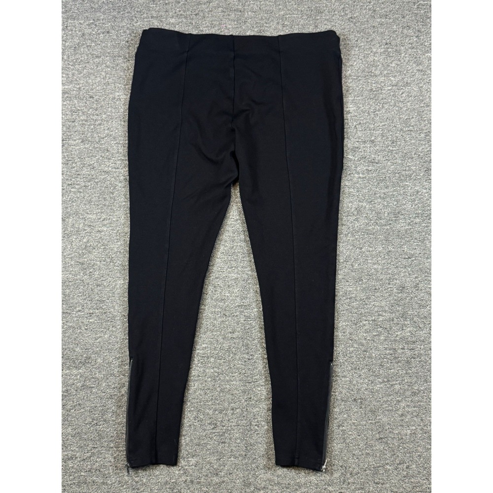 Nordstrom Black Front Seam Ankle Zipper Leggings Pull On Women's Size Large